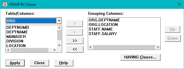 GroupByClauseDialog